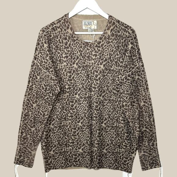 Sandrine Rose Wool Cashmere Blend Leopard Print Sweater Women Small NWT Braid - Picture 1 of 12
